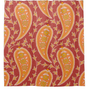 Paisley-Muster. Türkische Gurke. Maronorange Duschvorhang