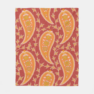 Paisley-Muster. Türkische Gurke. Maroon-orange Fleecedecke