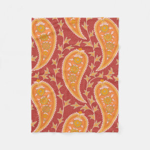 Paisley-Muster. Türkische Gurke. Maroon-orange Fleecedecke