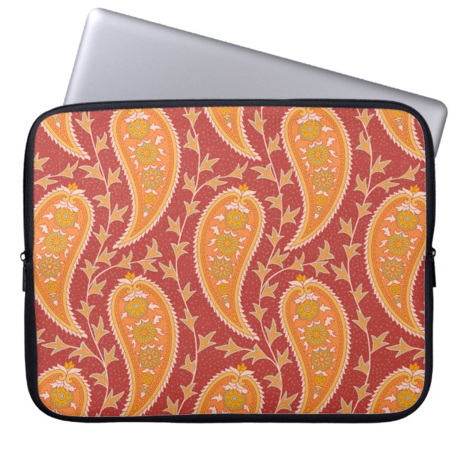 Paisley-Muster. Türkische Gurke. Maroon-orange Laptopschutzhülle (Vorderseite)
