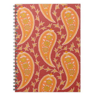 Paisley-Muster. Türkische Gurke. Maroon-orange Notizblock