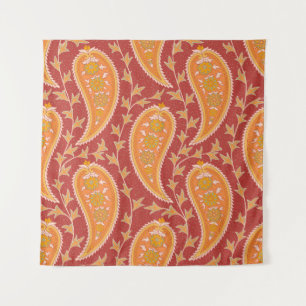 Paisley-Muster. Türkische Gurke. Maroon-orange Wandteppich