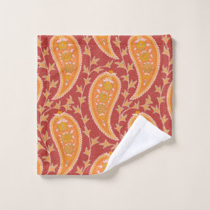 Paisley-Muster. Türkische Gurke. Maroon-orange Waschlappen