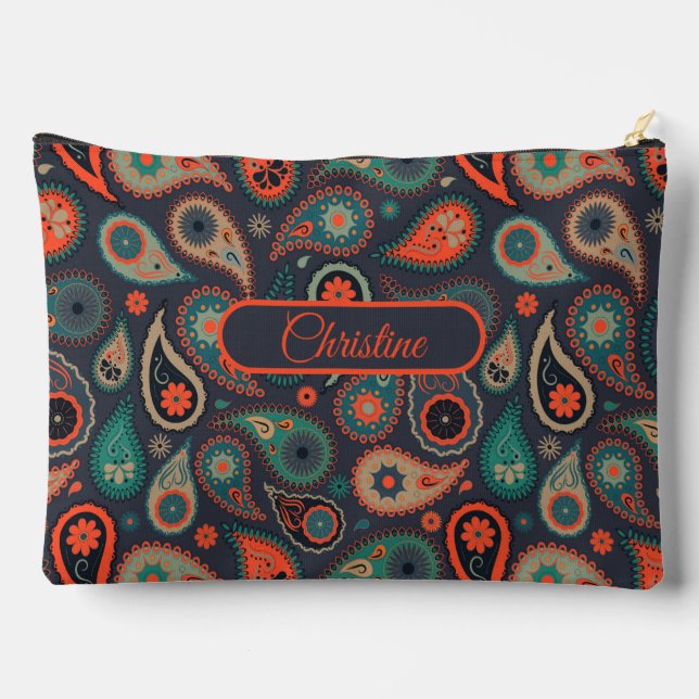 Paisley-Muster und individuelle Name Zubehörtasche (Rückseite)
