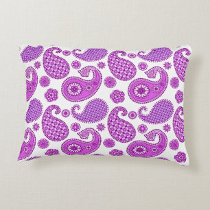 Paisley-Muster, violett, lila und weiß Dekokissen