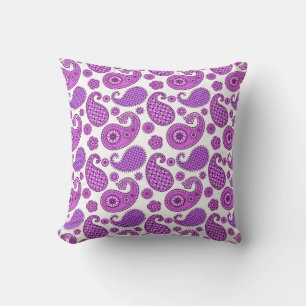 Paisley-Muster, Violett, Lila und Weiß Kissen