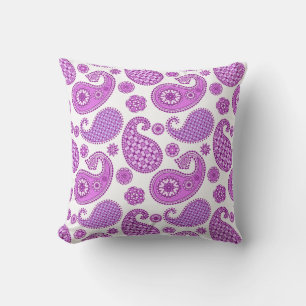 Paisley-Muster, violett, lila und weiß Kissen Für Draußen