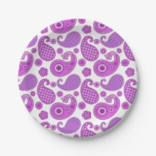 Paisley-Muster, violett, lila und weiß Pappteller