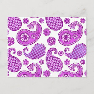 Paisley-Muster, violett, lila und weiß Postkarte