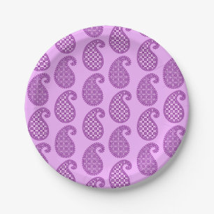 Paisley-Muster, violett und orchid Pappteller