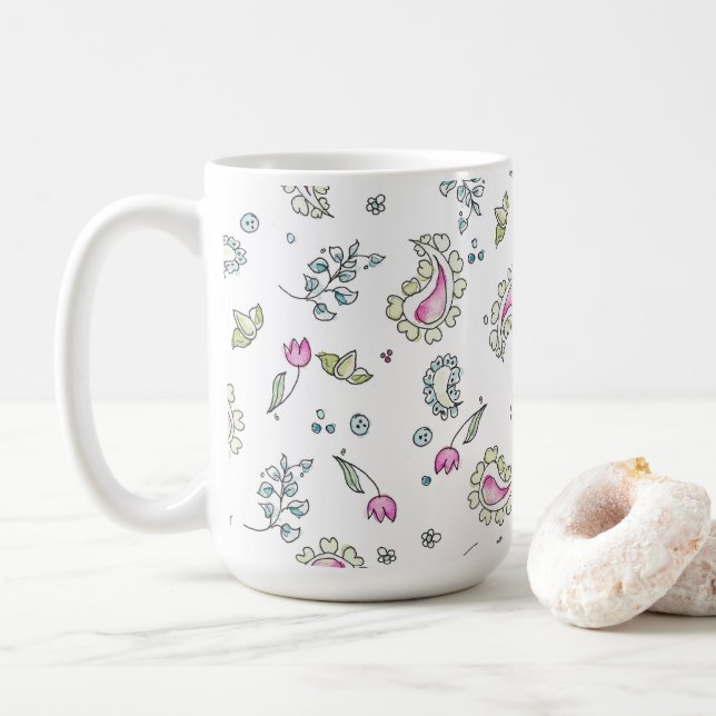 Paisley Obsession Pink und grüne Tasse (Mit Donut)