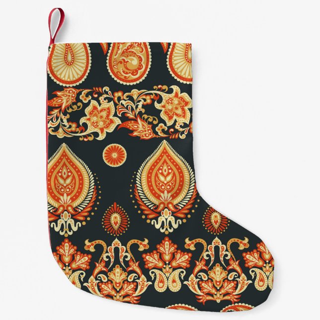 Paisley Oriental Ethnic Stoff Kleiner Weihnachtsstrumpf (Vorderseite)