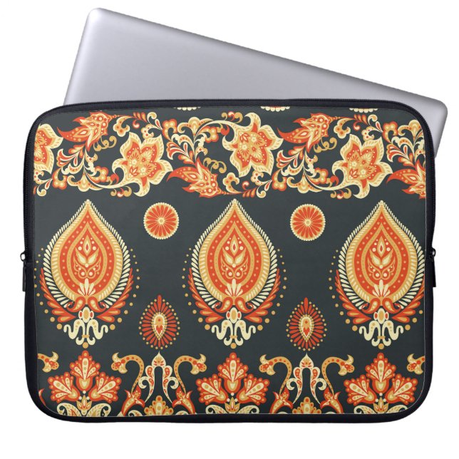 Paisley Oriental Ethnic Stoff Laptopschutzhülle (Vorderseite)