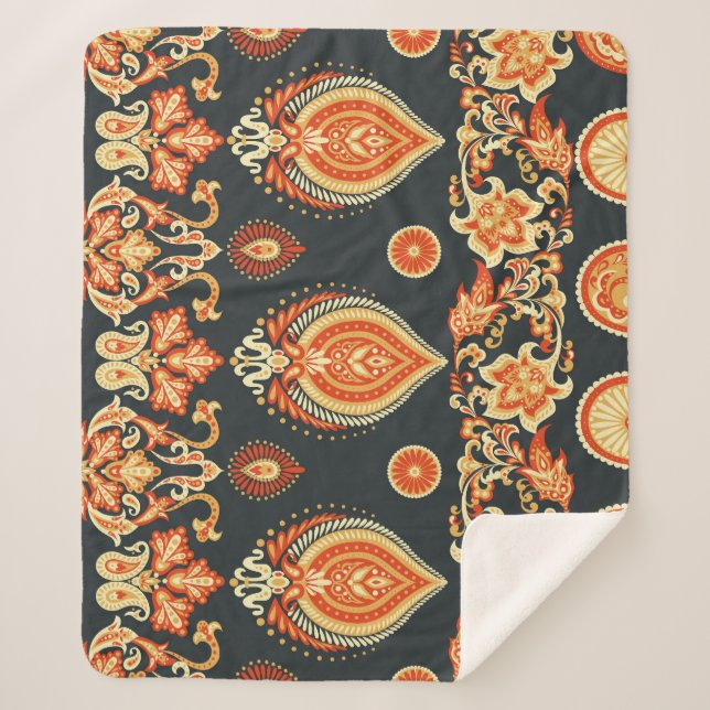Paisley Oriental Ethnic Stoff Sherpadecke (Vorderseite)