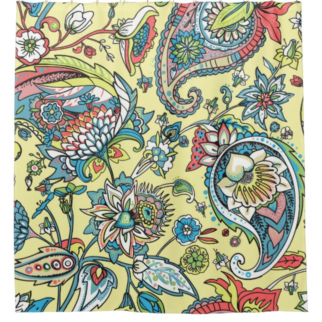 Paisley Oriental Traditionelles, nahtloses Muster Duschvorhang (Vorderseite)