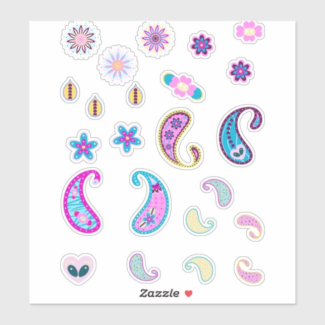Paisley Pack 90 Aufkleber (Blatt)