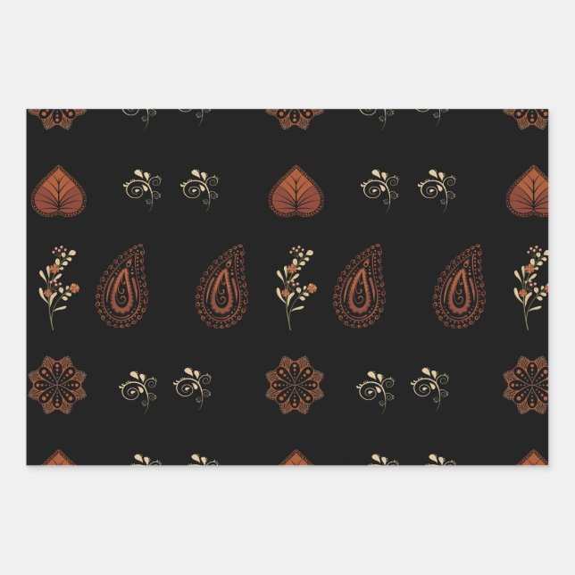 Paisley Packpapier Geschenkpapier Set (Vorderseite)