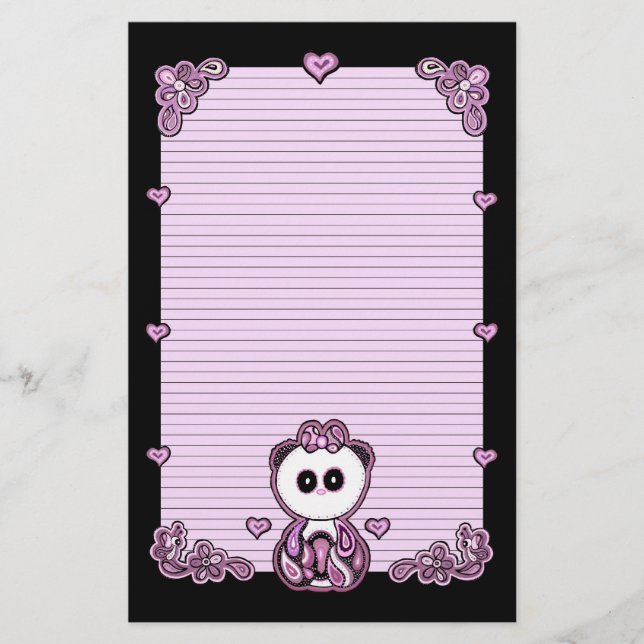 Paisley-Panda-Papier Briefpapier (Vorderseite)