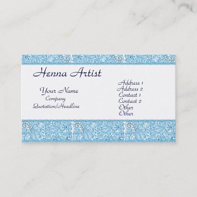 Paisley Passion - Blue (Henna) Visitenkarte (Vorderseite)