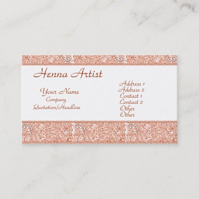 Paisley Passion - Orange (Henna) Visitenkarte (Vorderseite)