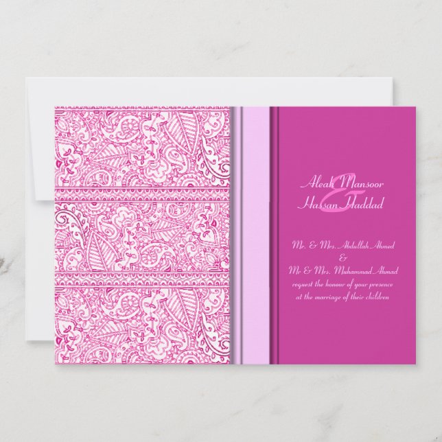 Paisley Passion - Pink (Henna) (Hochzeit) Einladung (Vorderseite)