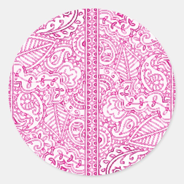 Paisley Passion - Pink (Henna) Runder Aufkleber (Vorderseite)