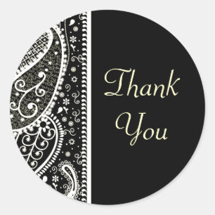 Paisley Patern Black & White Danke Stickers