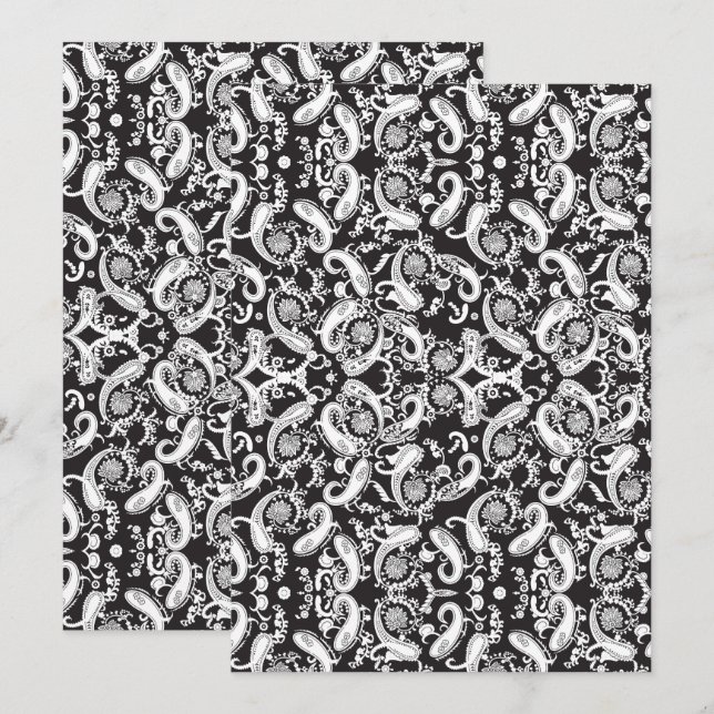 Paisley Pattern Art – Ornamental Floral Outline Save The Date (Vorne/Hinten)