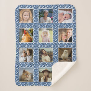 Paisley Pattern Blue Custom Family Foto Collage Sherpadecke