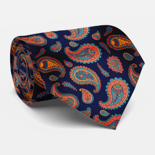 Paisley Pattern Blue Orange Krawatte