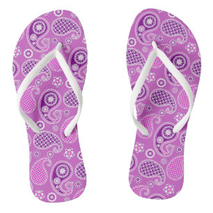 Paisley Pattern, Lilac und Amethyst Lila Flip Flops