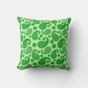 Paisley Pattern, Limon und Emerald Green Kissen