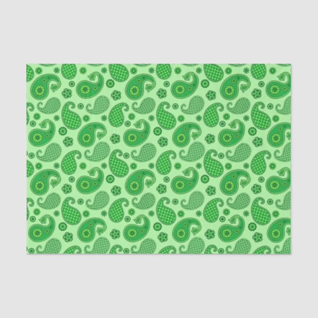 Paisley Pattern, Limon und Emerald Green Seidenpapier (Vorderseite)