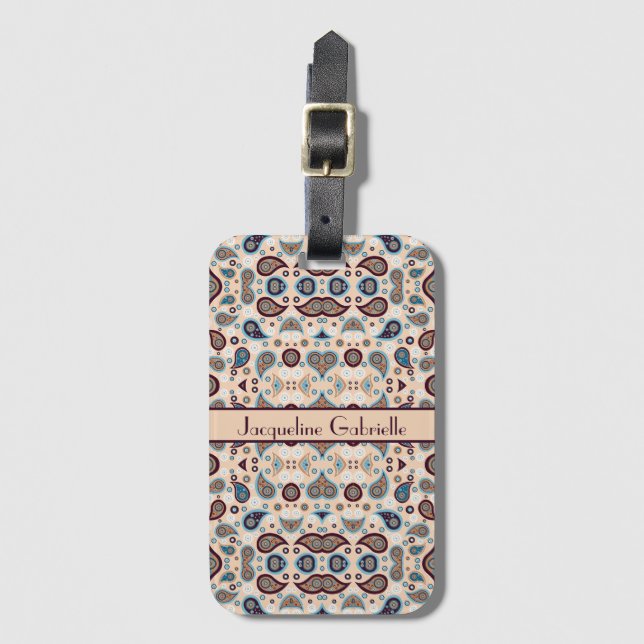 Paisley Pattern | Name hinzufügen Gepäckanhänger (Vorderseite Vertikal)