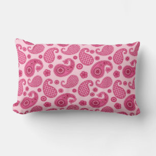 Paisley Pattern, Pastel Coral Pink und Fuchsia Lendenkissen