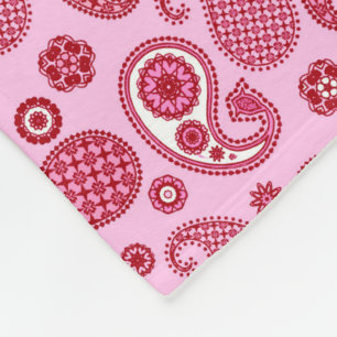 Paisley Pattern, Peppermint Pink und Weiß Fleecedecke