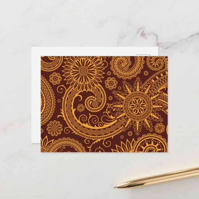Paisley Pattern, Persisch Paisley, Oriental Paisle Postkarte (Vorderseite/Rückseite Beispiel)