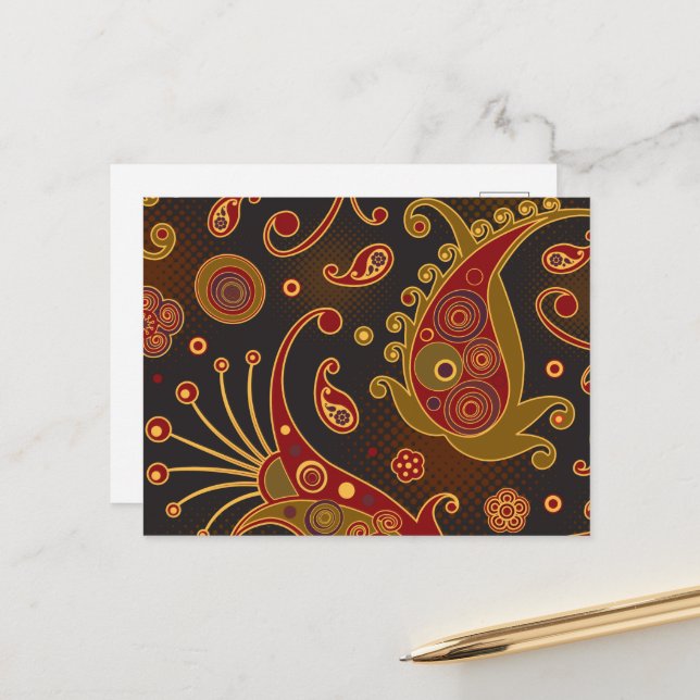 Paisley Pattern, Persisch Paisley, Oriental Paisle Postkarte (Vorderseite/Rückseite Beispiel)