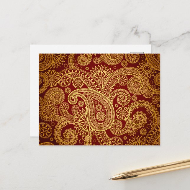Paisley Pattern, Persisch Paisley, Oriental Paisle Postkarte (Vorderseite/Rückseite Beispiel)