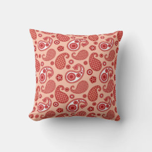 Paisley Pattern, Shades of Coral Orange Kissen