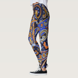 Paisley Pattern Vintag Blue Retro Leggings