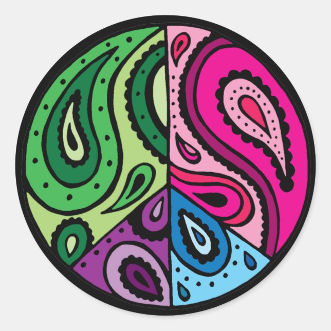 Paisley Peace Black Stickers (Vorderseite)