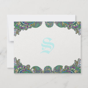 Paisley Peacock Colonnes Mariage Cartes de réponse