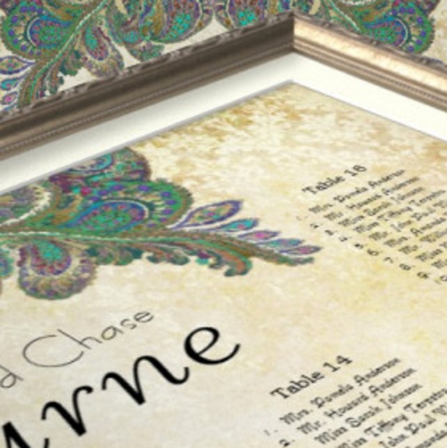 Paisley Peacock Colors Empfang Seekarte Poster (Von Creator hochgeladen)