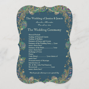 Paisley Peacock Colours Programme de mariage