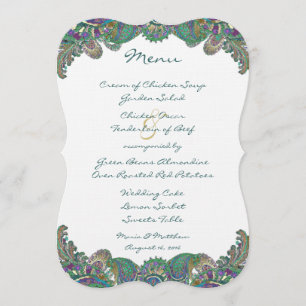 Paisley Peacock Couleurs Mariage Invitations
