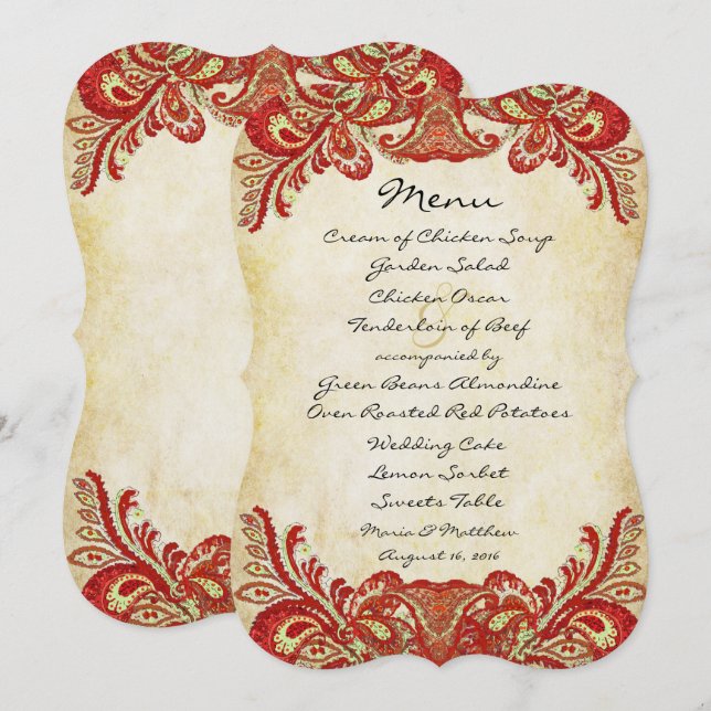 Paisley Peacock Couleurs Mariage Invitations (Devant / Derrière)