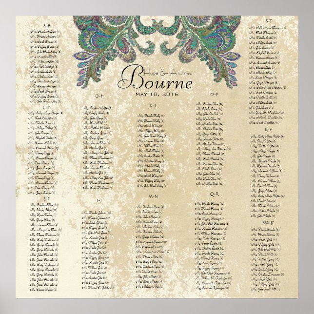 Paisley Peacock - Größe 35 x 35 verwenden (200 Gäs Poster (Vorne)