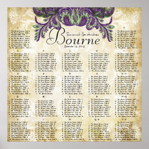 Paisley Peacock Lila Golddecke für Hochzeiten Poster