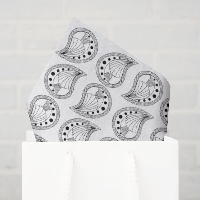 Paisley Petal Rhythm black lines Seidenpapier (Geschenktüte)